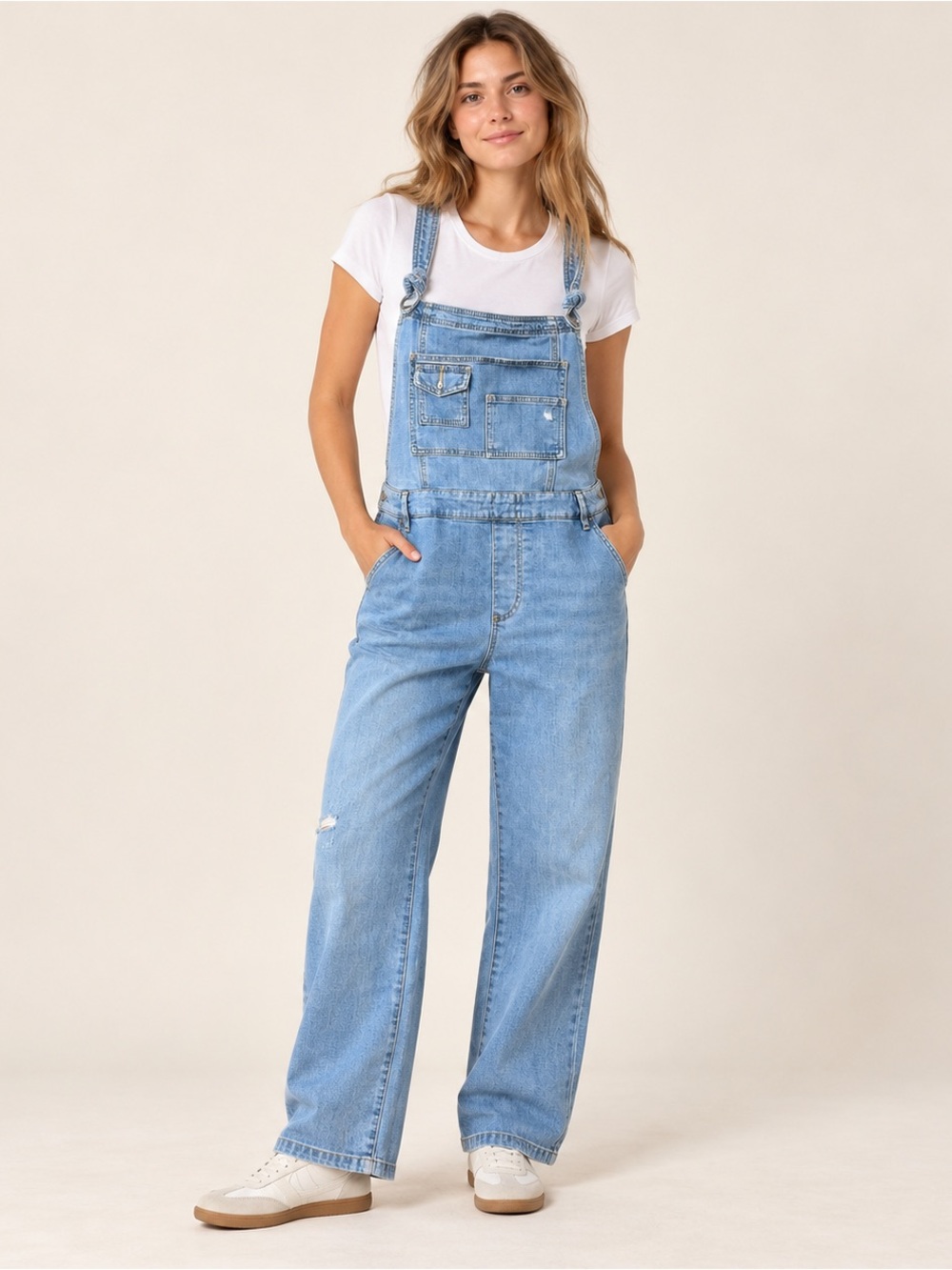 Free People We The Free Light Wash Denim Overalls Size 31